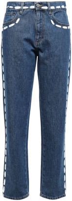 Moschino Cropped Printed High-rise Boyfriend Jeans