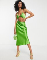 Thumbnail for your product : Topshop co-ord halter satin bralet in green