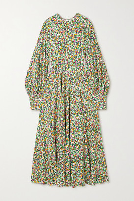 Rotate by Birger Christensen Mary Open-back Floral-print Crepe Maxi Dress - Green