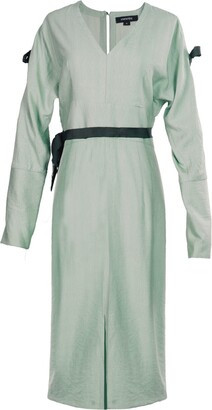 Smart and Joy Women's Green Cold Shoulder V-Neck Dress