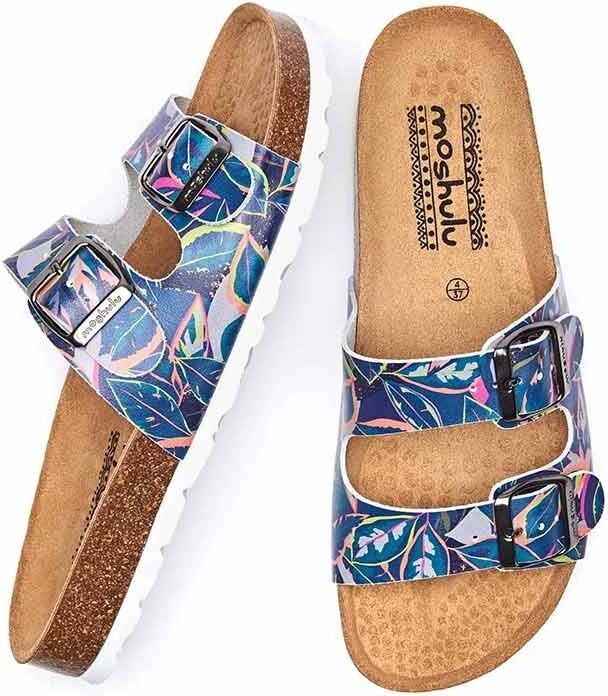 Moshulu 'Danube Print' Patterned Leather Cork Sandals - ShopStyle
