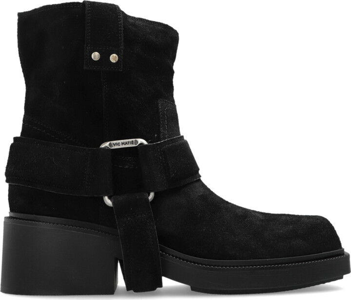 Vic Matié Suede Ankle Boots With Heel  - Black