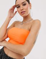 Thumbnail for your product : Fashionkilla longline bandeau top in fluro orange