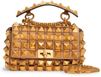 Valentino Garavani Small Roman Stud Chain Mail Leather Shoulder Bag -  ShopStyle Clutches