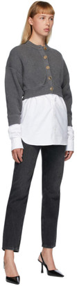 alexanderwang.t Grey Bi-Layer Oxford Shirting Cardigan