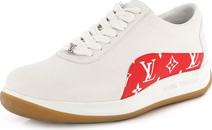 Louis Vuitton White/Brown Leather and Monogram Canvas Rivoli Low-Top  Sneakers Size 41.5
