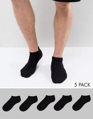 ASOS DESIGN DESIGN 5 pack trainer socks in black save