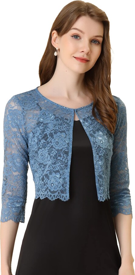 Amazon Blue Lace Bolero Womens Blue Bolero ShopStyle UK