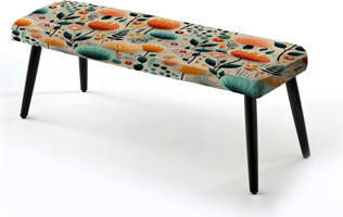 Design Art Multicolor Contemporary Floral Pattern - Floral Upholstered Black Bench