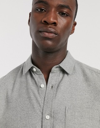 ASOS DESIGN Tall regular fit flannel shirt in light gray