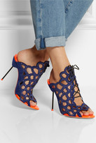 Thumbnail for your product : Webster Sophia Greta crystal-embellished cutout suede sandals