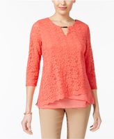 Thumbnail for your product : JM Collection Layered-Hem Lace Top, Created for Macy's