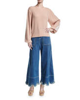 Thumbnail for your product : See by Chloe Scallop-Hem Denim Trousers