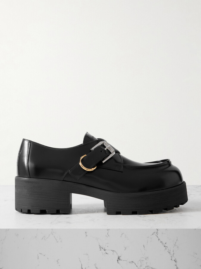 Givenchy Voyou Monk Crystal-embellished Leather Platform Loafers - Black