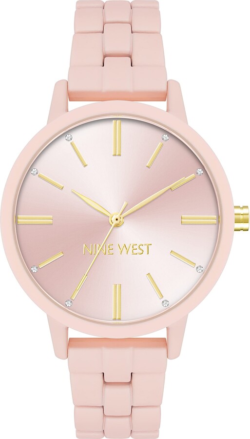 Nine West Women's Glitter Accented Rubberized Bracelet Watch - ShopStyle