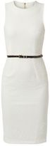Thumbnail for your product : Closet Cream Jacquard Belted Bodycon Dress