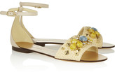 Thumbnail for your product : Dolce & Gabbana Crystal-embellished raffia sandals
