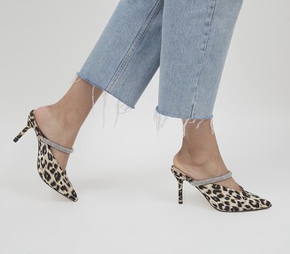 Office Melani Glam Slip On Heeled Mules Leopard Satin Embellished -  ShopStyle