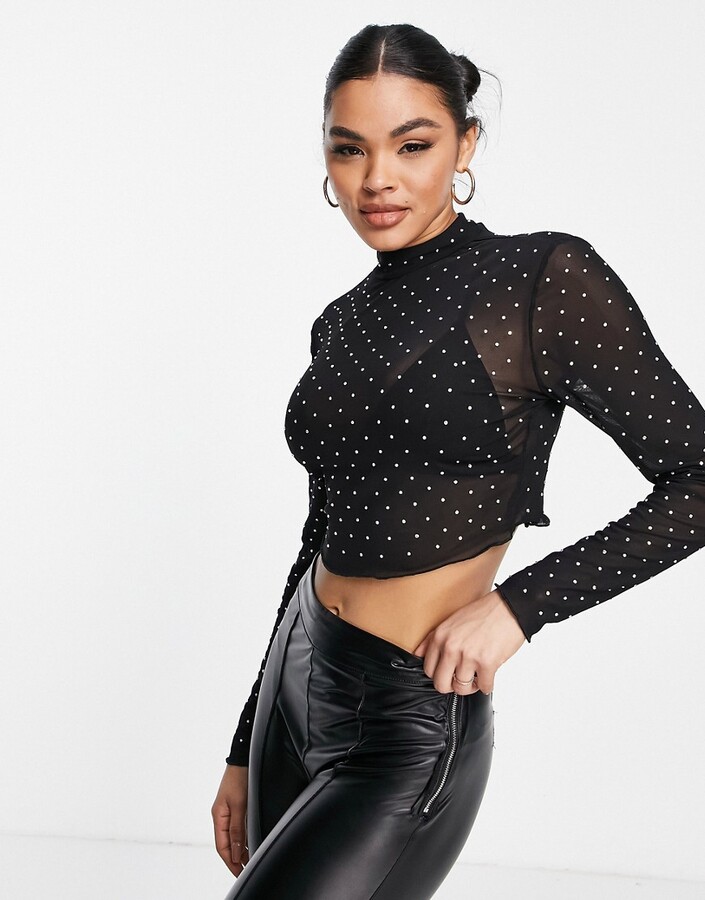 high neck net top