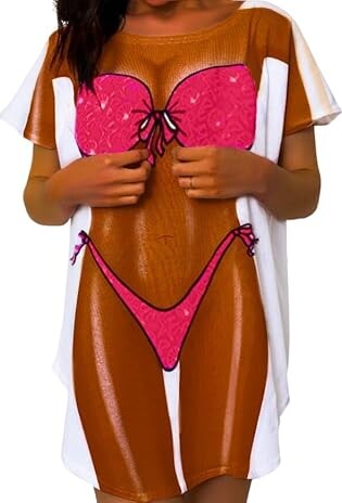 Dress Funny Bathing Suit Cover Ups Women's Bikini Print Funny T