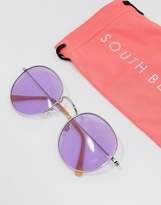 Thumbnail for your product : South Beach Round Tinted Lilac Lens Glasses