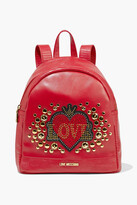 Thumbnail for your product : Love Moschino Embellished smooth and lizard-effect faux leather backpack