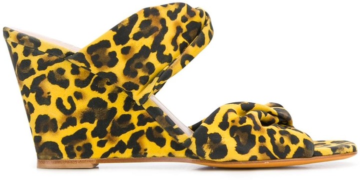 yellow animal print shoes