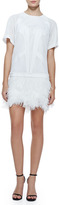 Thumbnail for your product : Robert Rodriguez Tribal Silk/Jersey Combo Ostrich Feather Dress