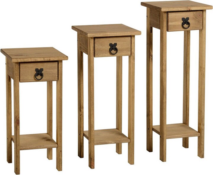 Dunelm Corona Pine Set of 3 Plant Stands Natural ShopStyle Side & End
