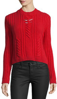 Thumbnail for your product : Thierry Mugler Cable-Knit Sweater w/Metallic Bar Details, Red