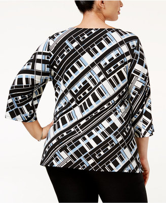 Alfani Plus Size Ruched Asymmetrical Top, Only at Macy's