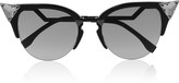 Thumbnail for your product : Fendi Crystal-embellished round-frame acetate sunglasses