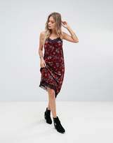 Thumbnail for your product : Moon River Velvet Printed Midi Dress With Lace Hem