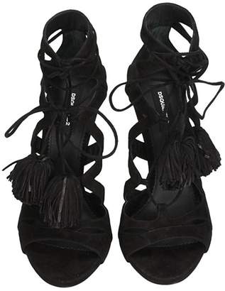 DSQUARED2 Tie Me Up Sandals In Black Suede