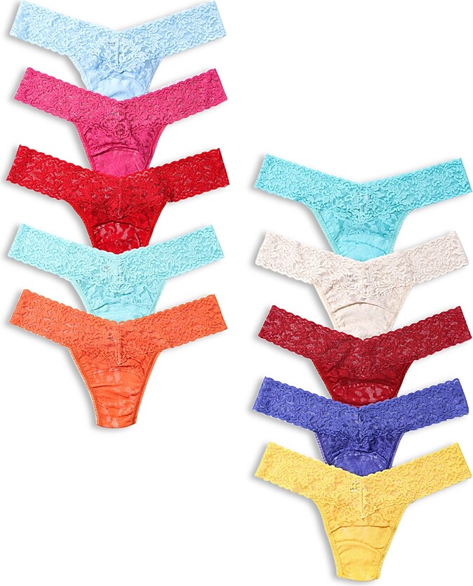 OYOANGLE Women's 10 Pack Low Rise Thongs - Rib Knit Cheeky Panty Set Multiple Colors