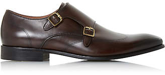 Dune Poyet Double Buckle Monk Shoes, Brown