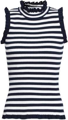 Milly Ruffle-trimmed Ribbed-knit Top
