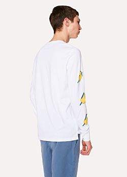 Paul Smith Men's White Organic-Cotton 'Ice Lolly' Print Long-Sleeve T-Shirt