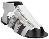 Thumbnail for your product : Giuseppe Zanotti white leather zip front strappy flat sandals