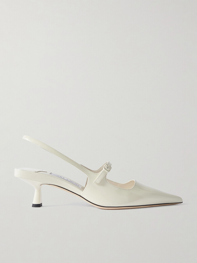 Jimmy Choo Didi 45 Patent-leather Slingback Pumps - Off-white