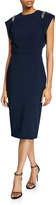 Thumbnail for your product : Theia Jewel-Neck Cap-Sleeve Sheath Dress with Embellished Shoulders