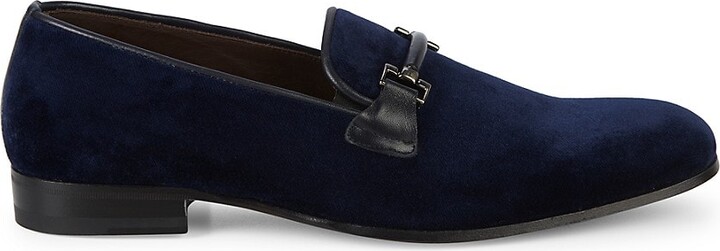 Mens Navy Leather Loafers | ShopStyle