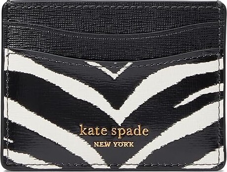 Kate Spade Morgan Rose Garden Print Wristlet Card Case In Black