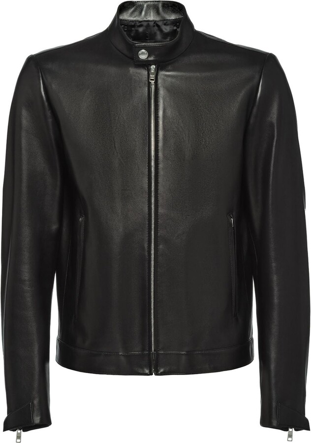 Prada Nappa Leather Biker Jacket - ShopStyle
