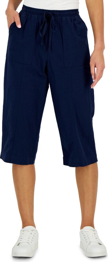 Karen Scott Women's Quinn Cotton Pull-On Capri Pants, Created for Macy's -  Macy's
