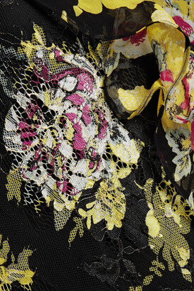 Diane von Furstenberg Wrap-effect Ruffled Floral-print Lace And Silk-georgette Gown