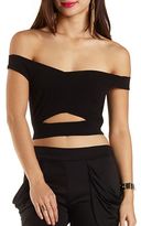 Thumbnail for your product : Charlotte Russe Off-the-Shoulder Cut-Out Wrap Crop Top