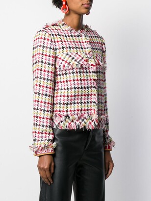 Karl Lagerfeld Paris Fitted Houndstooth Boucle Jacket