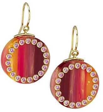 Mark Davis 14K Yellow Gold, Pink Sapphire, & Bakelite Earrings