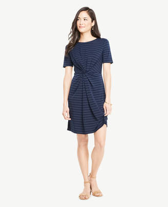Ann Taylor Pinstripe Knotted Tee Dress